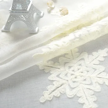 

White Tulle Curtains For Living Room Embroidered Snowflake Sheer Curtains For Bedroom Blinds Voile Window Treatments Panels