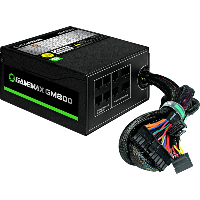 Gamemax 800 Вт блок питания полумодульный 80 плюс Бронзовый PSU PFC тихий вентилятор ATX