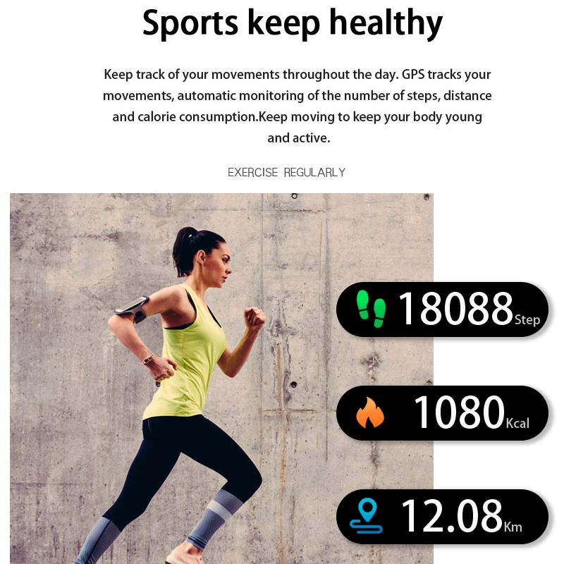 Brightness Control 24h Heart Rate Blood Pressure Monitor Female Menstrual Cycle Remind Smart Bracelet Women Sport Watch Fitness