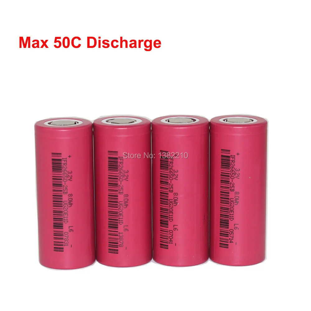 16 шт./лот LiFePo4 3 2 V 26650 2500 мА/ч Макс 50C 125A ток разряда для заводки автомобиля |