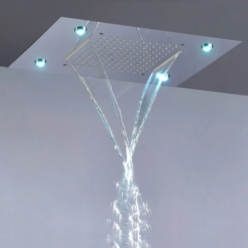 Showers Ceiling Rainfall Overhead Shower Led Light Auto Change 360