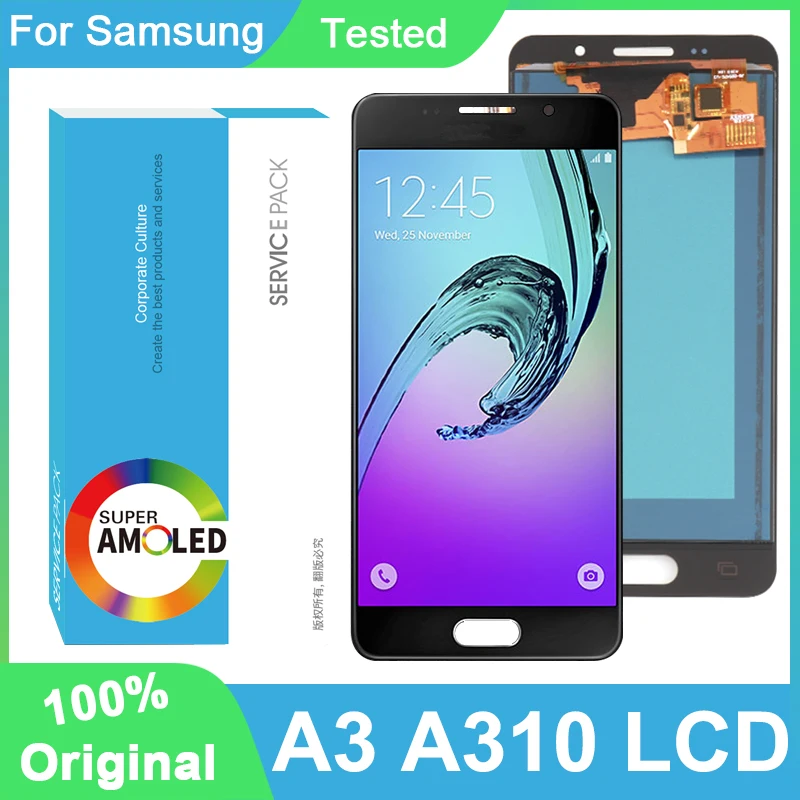 100% Original 4.7'' AMOLED Display For Samsung Galaxy A3 2016 A310 A310F A3100 Full LCD Touch Screen Repair Parts | Мобильные