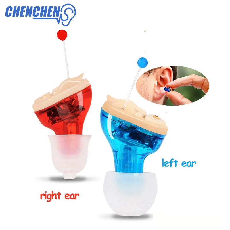 

Red/Blue CIC Hearing Aid Deaf Ear Sound Amplifier Invisible Hearing Aids For Dropshipping