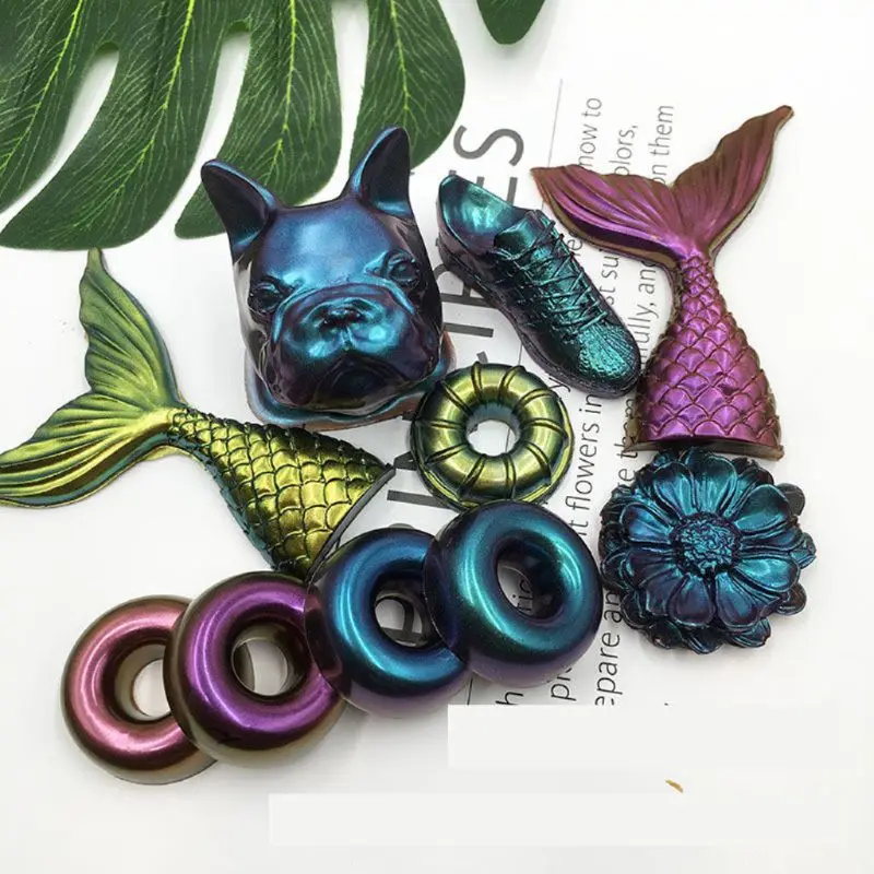 5 Color Magic Resin Chameleons Pigment Mirror Rainbow Pearl Powder Colorant Epoxy Resin Glitter Jewelry Making Kit