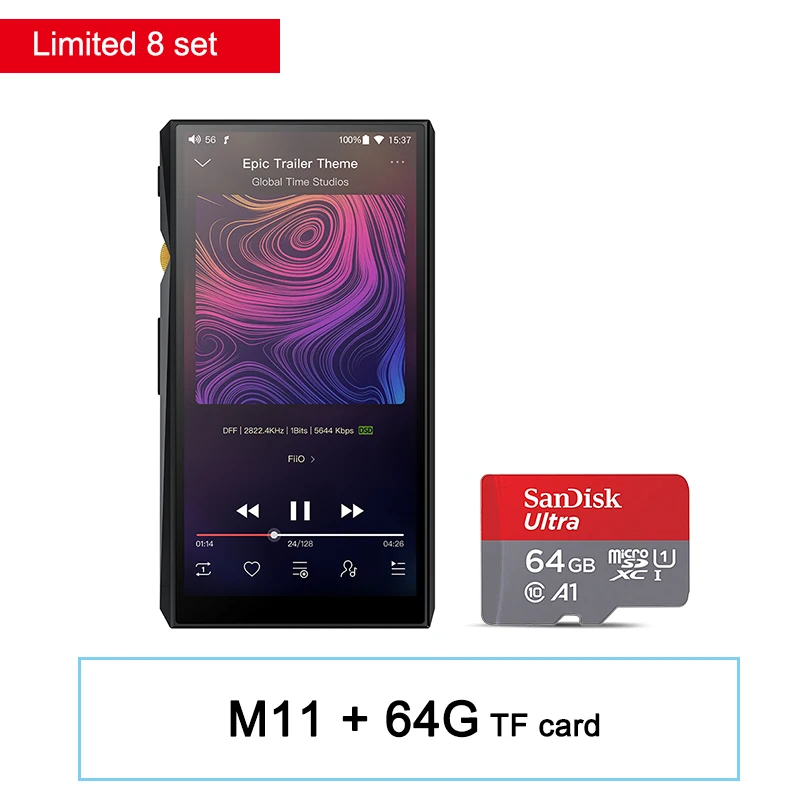 M11( 64G TF card) FiiO M11 HIFI аудио на базе Android Bluetooth без потерь портативный музыкальный плеер MP3 USB DAC WIFI/Air Play/Spotify aptx-HD/LDAC DSD - Цвет: M11( 64G TF card)