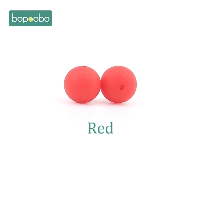 Bopoobo 15mm 10pc Silicone Beads Food Grade Silicone Baby Teething Products Chews Pacifier Chain Clips Beads Baby Teethers Red