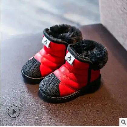 Зимние сапоги для маленьких мальчиков и девочек; теплые уличные детские сапоги; водонепроницаемые Нескользящие Детские плюшевые сапоги; обувь для младенцев - Цвет: photo color