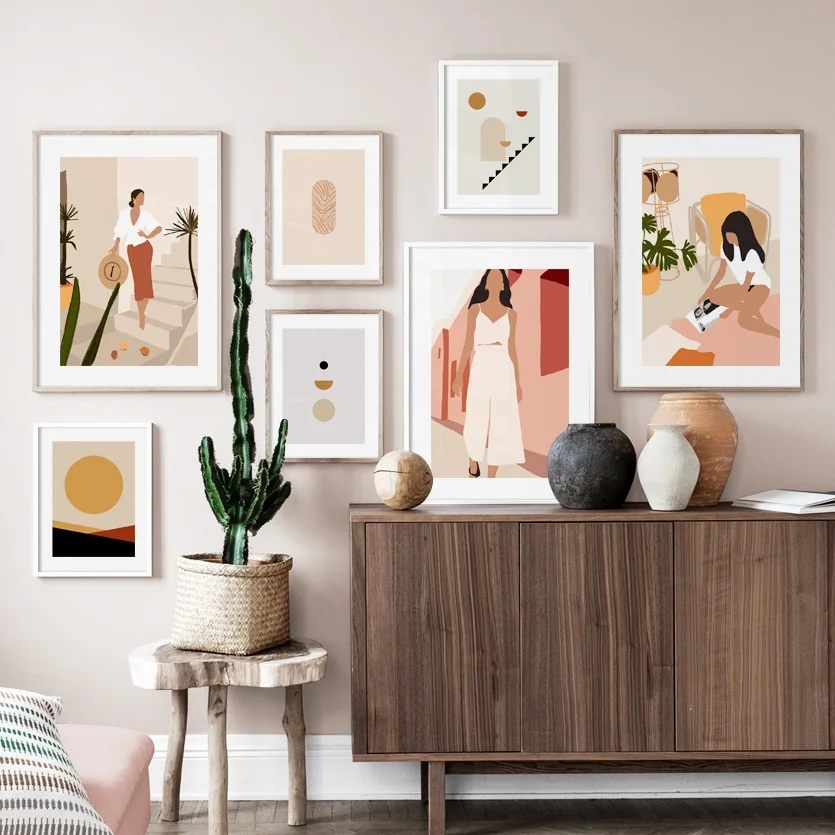 

Abstract Line Fashion Girl Plant Wall Art Print Canvas Painting Vintage Nordic Posters And Prints Wall Pictures For Living Room
