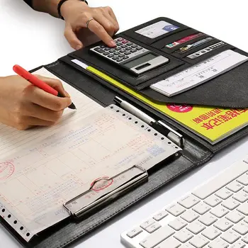 

With Calculator Multifunction School Cute Storage Manager Writing Pads Legal Document Contract A4 PU File Folder