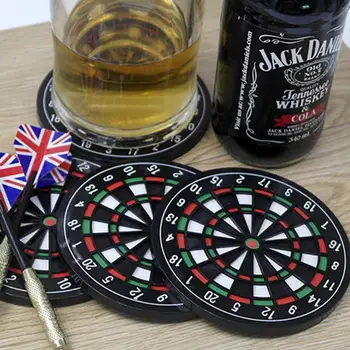 

4pcs/set 4 Pcs Mini Kitchen Table Mat Utensils Dart Board Styled Cup Mouse Pad Coaster Dart Board Drink Bottle Beer Beverage