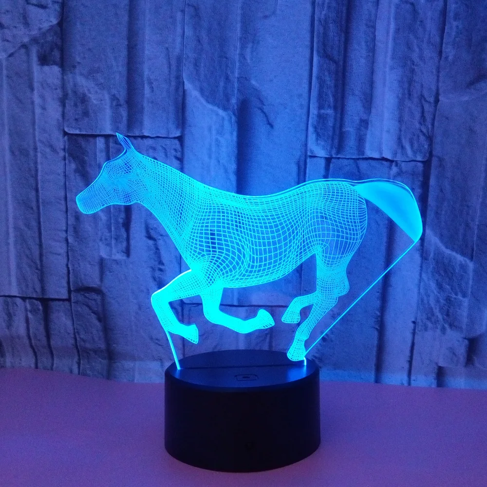 

Running Horse 7 Color Lamp 3d Visual Led Night Lights For Kids Touch Usb Table Lampara Lampe Baby Sleeping Nightlight