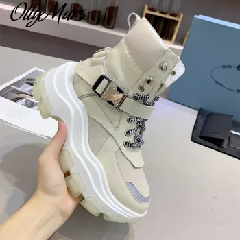 

Platfrom Wedges Women Ankle Boots Fashion Lace Up Round Toe Women Causual Shoes Patchwork Martin Boots Winter Zapatos Mujer