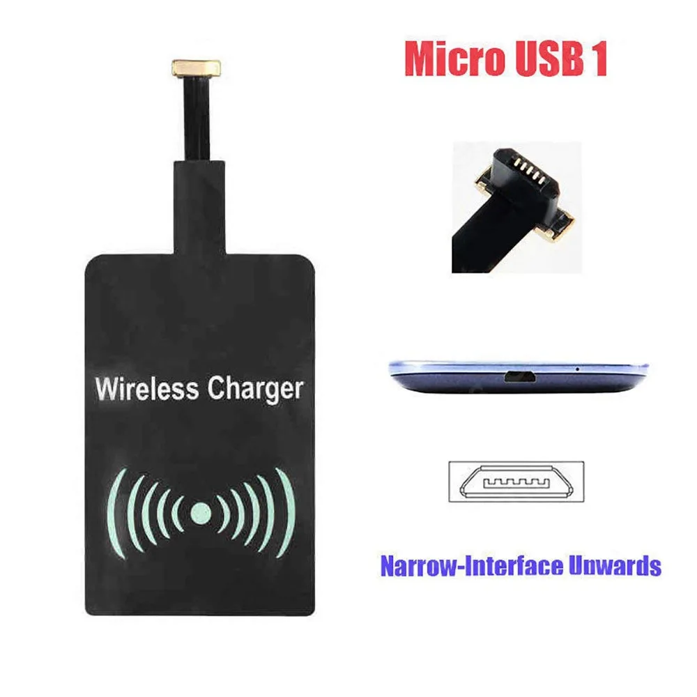 For iPhone 6 7 Micro Usb Qi Wireless Charging Receiver Adapter For Xiaomi Redmi Note 6 Huawei Honor Microusb Charger For TYPE-C