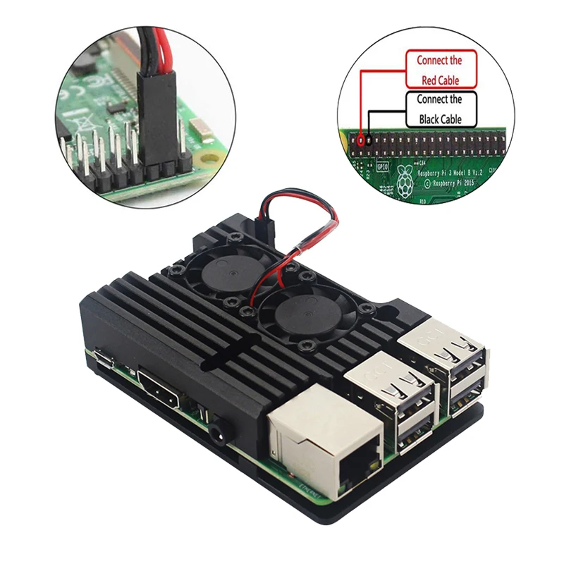 Raspberry Pi 3 алюминиевый корпус черный Алюминиевый металлический сплав пластиковый кейс двойной вентилятор для Raspberry Pi 3 Model B Plus Pi 3 B 3B
