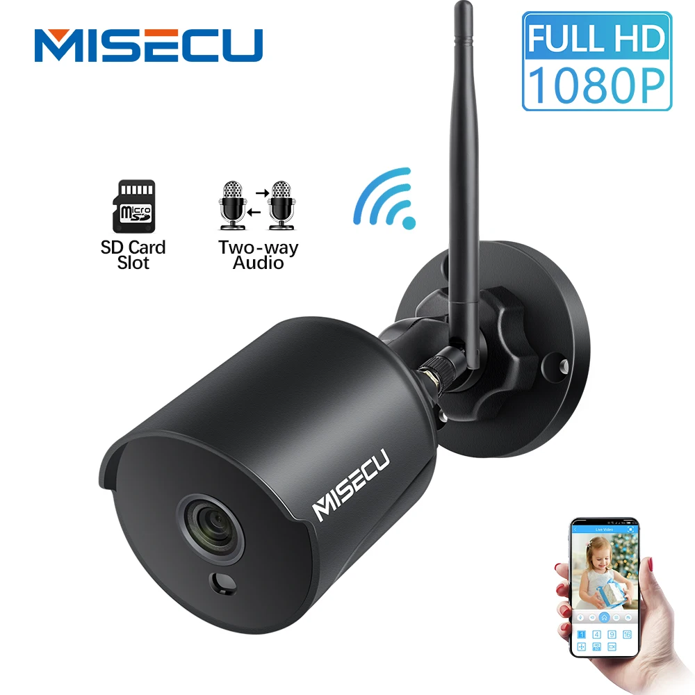 

MISECU 1080P Wifi IP Camera 2 Way Audio Outdoor Weatherproof Night Vision Onvif 2.0MP Security Surveillance Camera With TF Slot