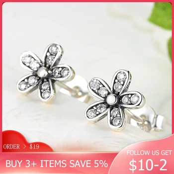 

CodeMonkey Authentic 925 Sterling Silver Dazzling Daisy Stud Earrings With Clear CZ Jewelry For Women Jewelry Gift CMS403
