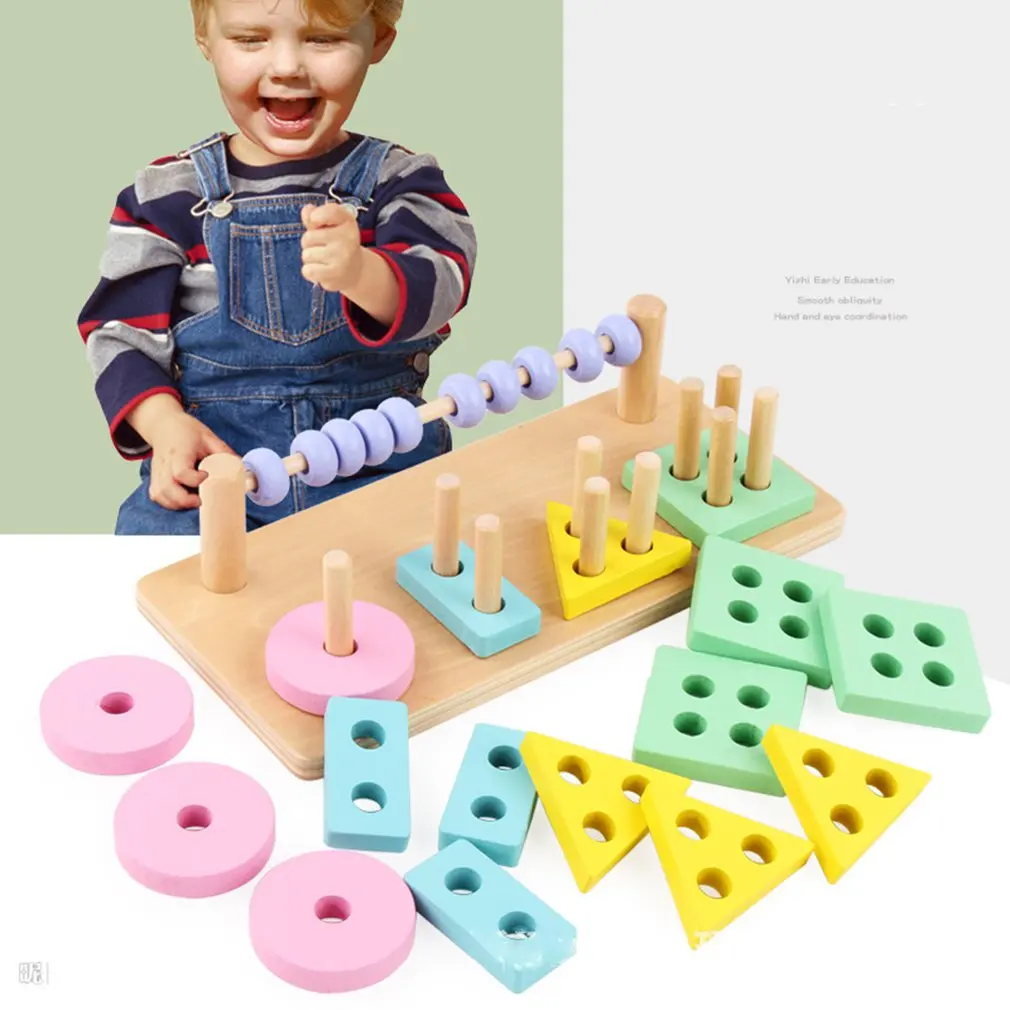 

Children's Educational Toys Wooden 2 In 1 Building Block Interactive Toy Puzzle Science And Education Spell Insertion Toy