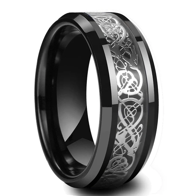 6 Colors Simple 8mm Men Tungsten Carbid Ring Gold Blue Black Matte Finish Beveled Polished Edge Engagement Ring Men Wedding Band Style 14