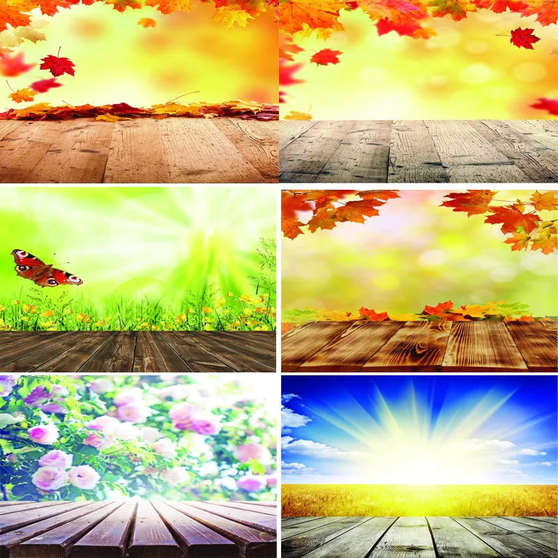 

Vinyl Custom Photography Backdrops Prop Flower and wood Planks Theme Photography Background DR20220-05