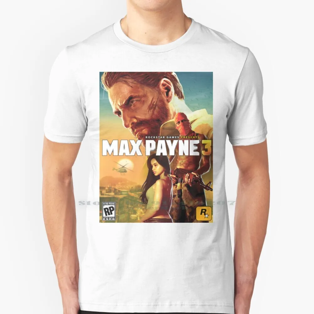 Max Payne 3 Game Cover T Shirt 100% Puro Cotone Max Payne Gaming Games Videogioco Max Payne 3 Game Action Game Shooter Game