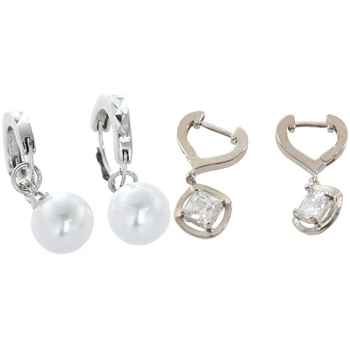 

Women's Charm Silver Fake Pearl Earrings Jewelry Hoop Earrings & Silver Plated Women/ Girl's Hoop Earrings with CZ Stone