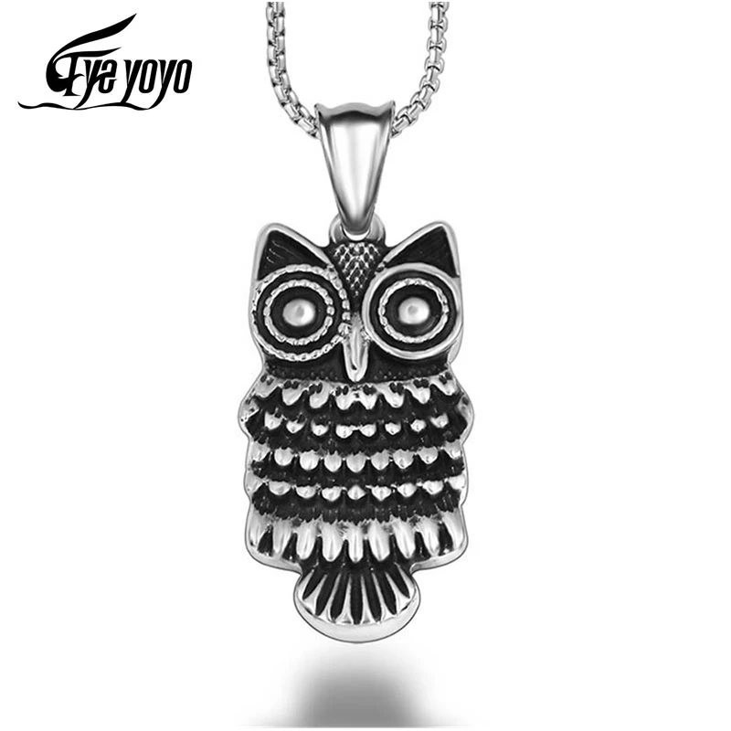EyeYoYo винтажный Hedwig мужской кулон из титановой стали с большими глазами в виде