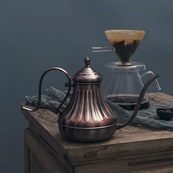 

Royal Fine Mouth Gooseneck Coffee Pot Long Spout Pour Over Drip Coffee Kettle Bronze 304 Stainless Steel DIY Coffe Maker MJ925