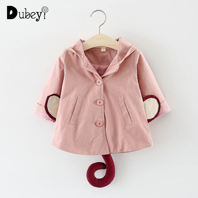 

Infant Girl Coat Hooded Baby Girl Jacket Toddler Girl Clothes Newborn Trench Coat Todder Girl Monkey Print Jackets Windbreaker