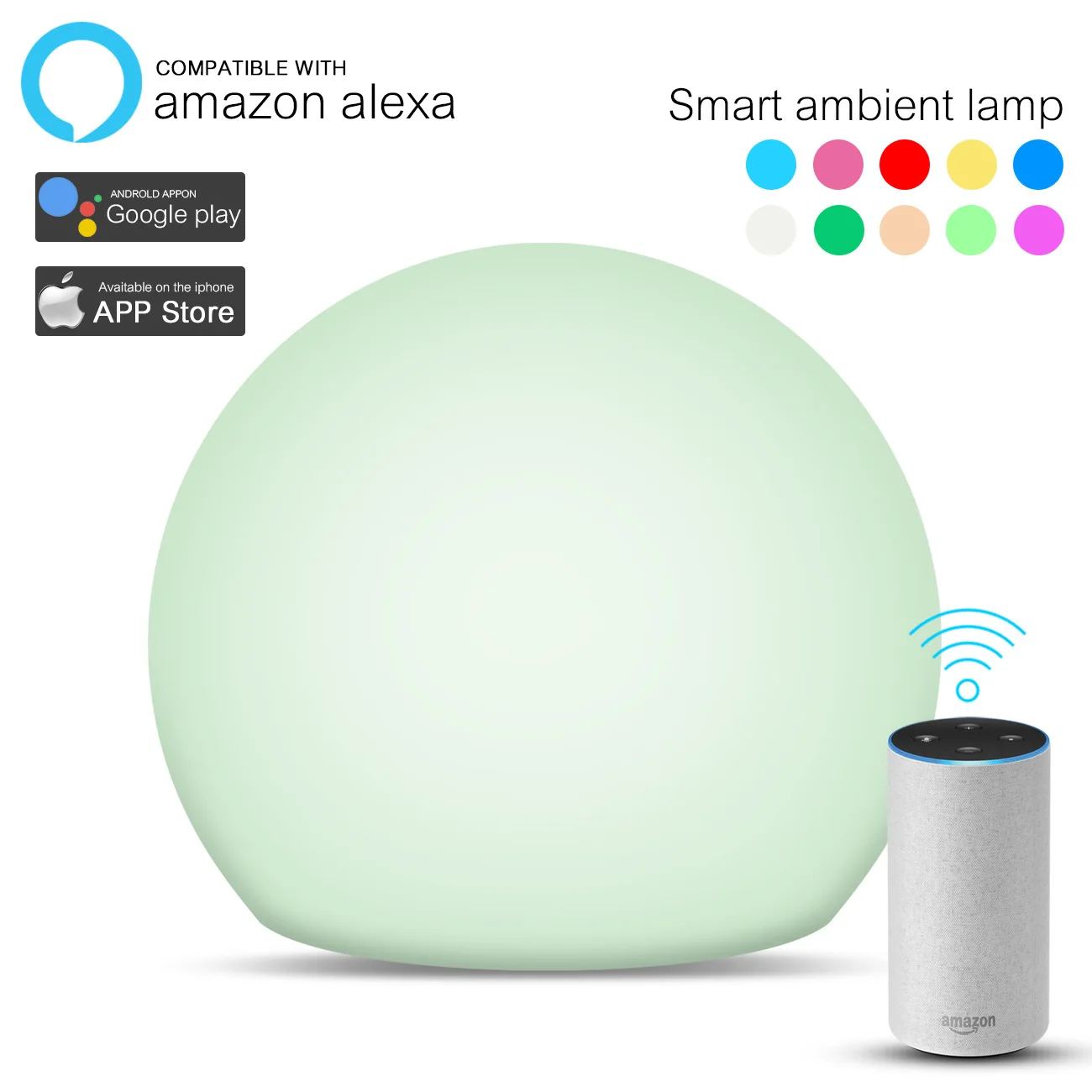 Lâmpada de Mesa Ambiente com Musical para Amazon Alexa para Festa Decoração da Sua Casa Inteligente Noite Sete Cores Luz Aniversário Presente