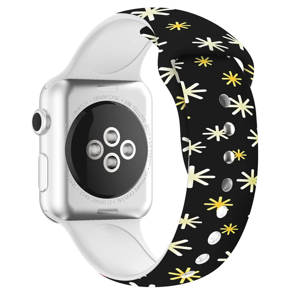 A Ремешок для умных часов Apple watch band 5 4 44 мм 40 мм Рождественский силиконовый ремешок для часов браслет с принтом для iWatch 3 2 1 ремешок для часов - Цвет: A