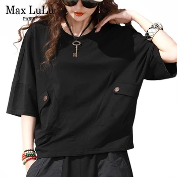 

Max LuLu 2020 Summer Fashion Clothes Female Streetwear Ladies Casual Cotton Tee Shirts Womens Patchwork Tshirts Punk Style Tops