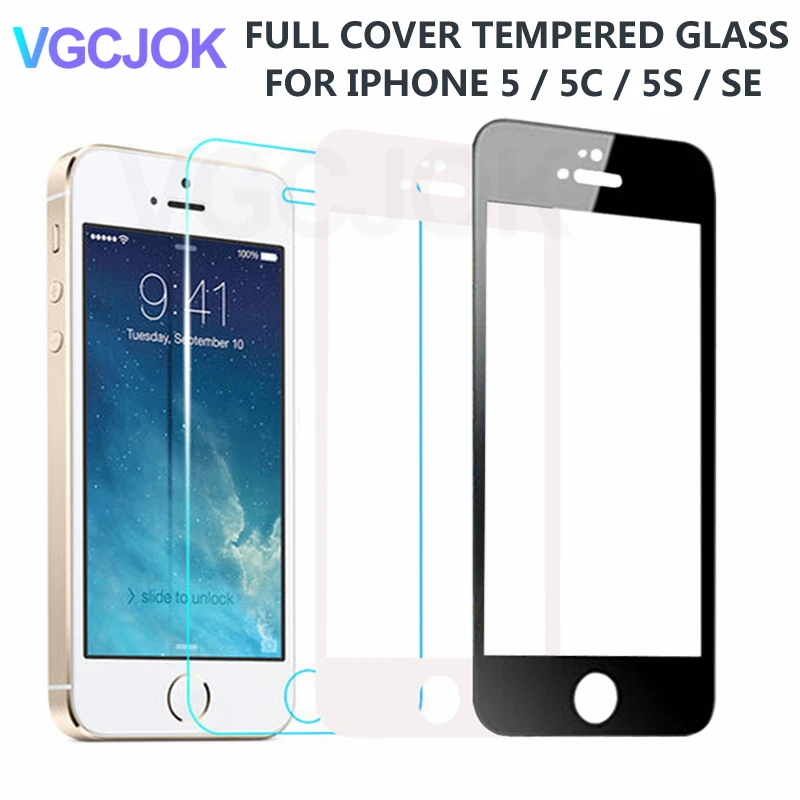 

9D Full Cover Protective Glass For iPhone 5S 5 5C Anti-Burst Screen Protector For apple iPhone SE 5S Tempered Glass HD Film Case