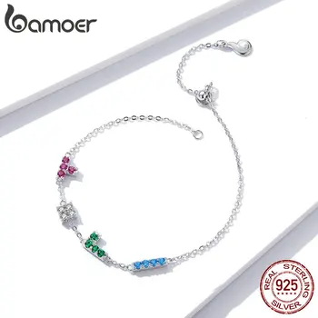 

bamoer GAB040 Russian Tetris Stylish Bracelet For Women 925 Sterling Silver Colored Zircon Summer Funny Wearing Fine Jewelry
