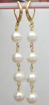 

Pretty design AAA natural circular south sea white pearl earring