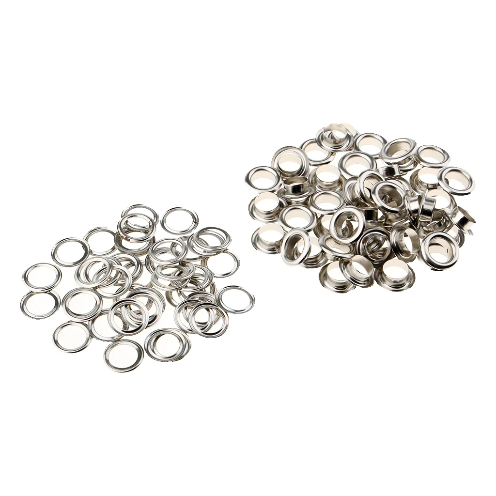 50 Pieces Metal Eyelets with Washers Leathercraft Accessories for Clothing Decoration Crafts, 10 Types Available