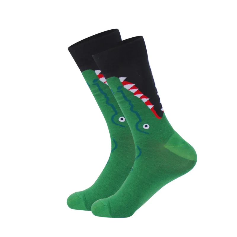 Crocodile LIONZONE Men&Women Cotton Cartoon Animals Crocodile Dog Sheep Shark Socks Men Fashions Winter Trends Crew Socks Dropshipping - Цвет: Crocodile