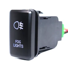 Fog Lights Push Button Switch ON-OFF Switch 12Volt 3Amp with Connector Wire For Toyota Prado Landcruiser Hilux FJ Cruiser fit for new style toyota push switch 20 32 mm blue led 5 pin power lights push switch with connector wire