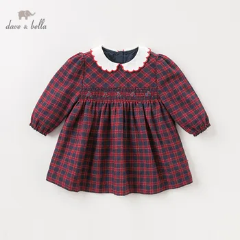 

DBM11518 dave bella autumn baby girl's princess plaid dress children fashion party dress kids infant lolita clothes