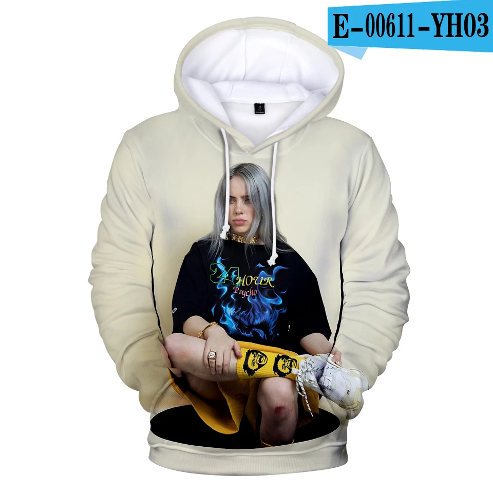 Billie Eilish, Толстовка для мужчин и женщин, толстовки с 3D принтом, толстовки осень/зима, теплые пуловеры, модная уличная одежда, 3D толстовки - Цвет: 3D