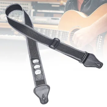 

Durable With Pick Holders Guitar Strap Anti Slip Adjustable Length Fashion Repalcement Shoulder Belt Buckle Soft Acoustic Bass