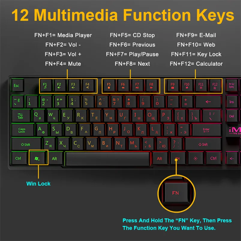 Wired Gaming Keyboard Led Backlit Keyboards 104 Keys Waterproof Keycaps Gamer Keyboards Computer Imitation Mechanical Keyboard 5