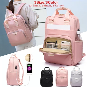 

Waterproof Laptop Backpack Female Fashion Girl Backpack Oxford Cloth Back Pack Women Men 13 13.3 14 15.6 Inch Black Nylon
