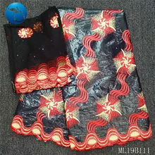 Красивая парча Tissu шитье Африканский Базен 7 ярдов Высокое качество Базен хлопок Riche Tissu платье Jaquard ML19B111