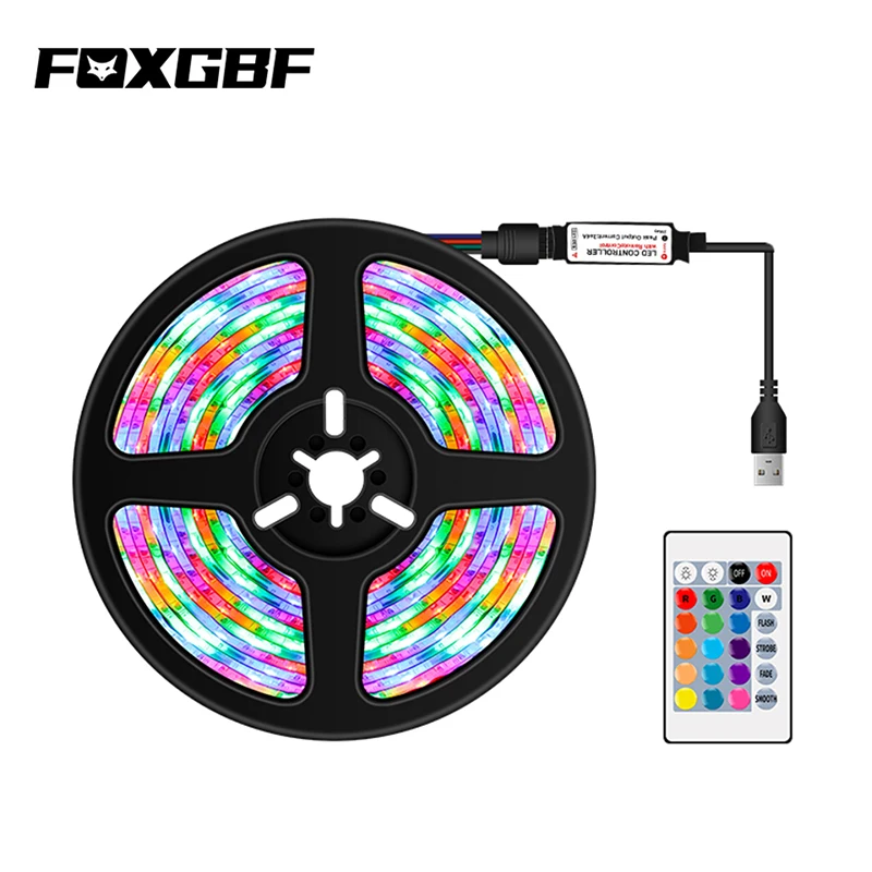 FOXGBF цветная (RGB) Светодиодные ленты светильник 2835SMD 5В USB кабель ТВ Подсветка
