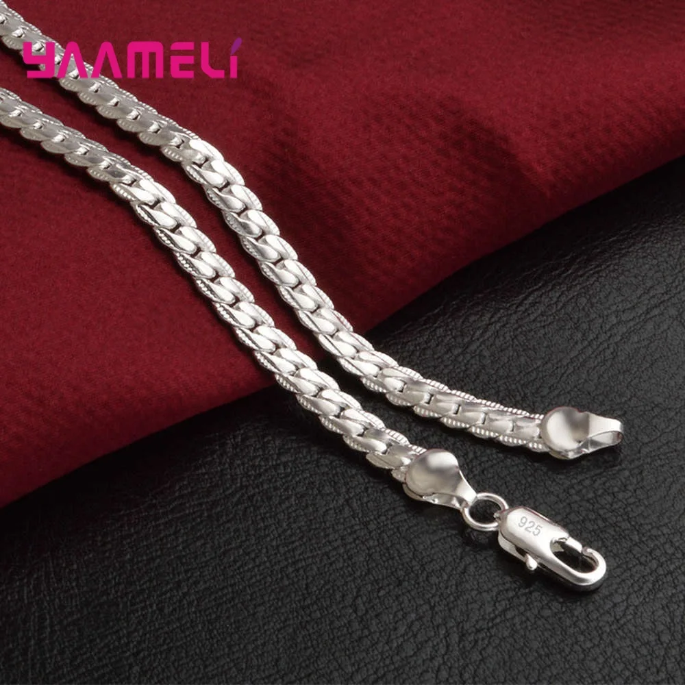 Good Quality Flat Smooth Real 925 Sterling Silver Snake Chain Necklace For Women Romantic I Love You Words Link Genuine Jewelry