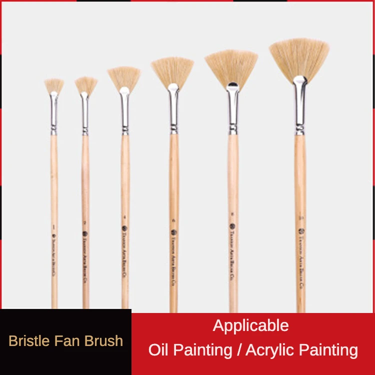 Bristle Fan Brush 6PCs/Set Professional Acrylic Oil Painting Fan Brushes Set for Artist Student Art Supplies professional artist paint brush set of 12 painting brushes kit for kids adults great for watercolor oil or acrylic body painting