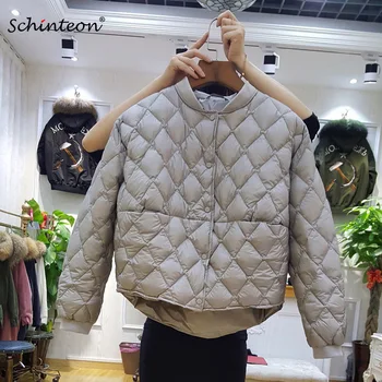

2019 New Baseball Down Jacket Women Short White Duck Down Outwear Loose Casual Coat Ultra Light Down Jackets Over Size