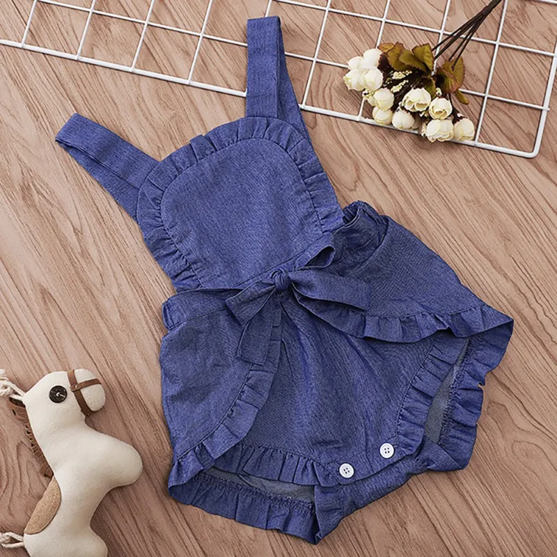 

Children Summer Cute Rompers Baby Girl Sleeveless Solid Color Bowknot Romper for Toddler Kids Jumpsuit Clothes