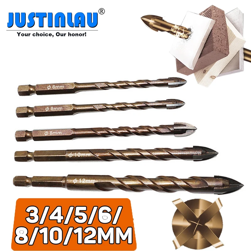 JUSTINLAU 3 ~ 12 мм лучший набор сверл с шестигранной плиткой для стеклянной керамики