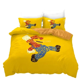 

Pixel Super Mario Yellow Duvet Cover Set with Pillowcase 3d Cartoon Children Bedding Sets Comforter Cover Sets for Bedroom Decor
